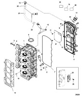 Головка цилиндра 4-Х ТАКТНОГО ПЛМ MERCURY 60 Серийный номер от 1C050252 и выше